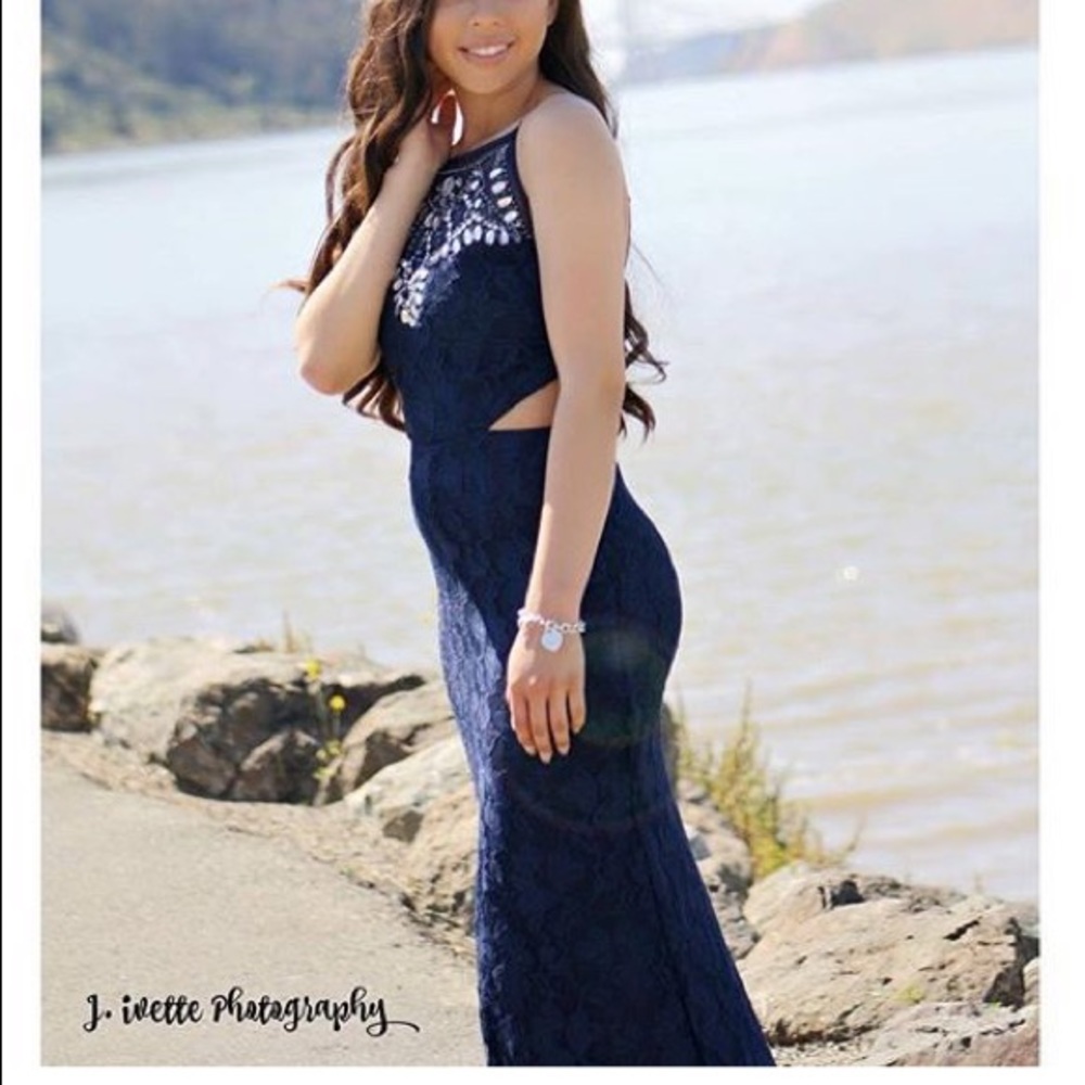Navy blue prom dress SIZE 1/2